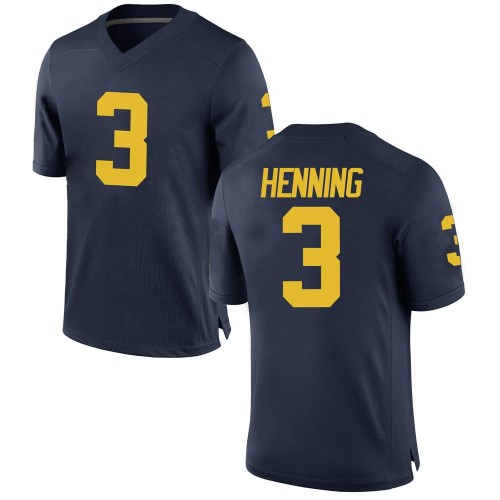 A.J. Henning Michigan Wolverines Youth NCAA #3 Navy Game Brand Jordan College Stitched Football Jersey ZNI2854WR